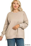 Zenana Full Size Fleece Hi-low Boyfriend Sweatshirts with Pockets Plus Size - Trendsi - Flyclothing LLC