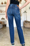 Judy Blue Full Size High Waist Rigid Magic Heavy Destroy Straight Jeans - Trendsi - Flyclothing LLC