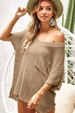 BiBi V-Neck Short Sleeve Knit Top - Trendsi - Flyclothing LLC