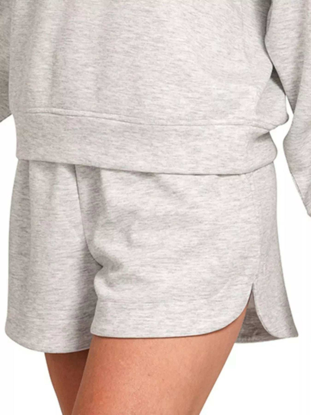 Zenana Scuba Long Sleeve Sweatshirt and Shorts Set - Trendsi - Flyclothing LLC