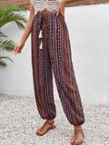 Tassel Printed High Waist Pants - Trendsi - Flyclothing LLC