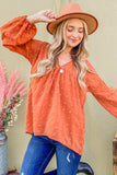 And The Why Swiss Dot V Neck Balloon Sleeve Woven Blouse - Trendsi - Flyclothing LLC