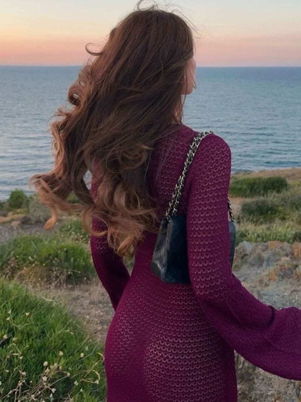 Slit Plunge Flare Sleeve Cover-Up Dress - Trendsi - Flyclothing LLC