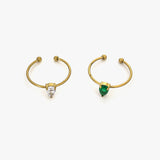 2-Piece 18K Gold-Plated Inlaid Zircon Open Ring - Trendsi - Flyclothing LLC