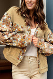 Printed Collared Neck Long Sleeve Jacket - Trendsi - Flyclothing LLC