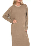 Zenana Soft Fleece Pigment Dye Sweatshirts Dress - Trendsi - Flyclothing LLC
