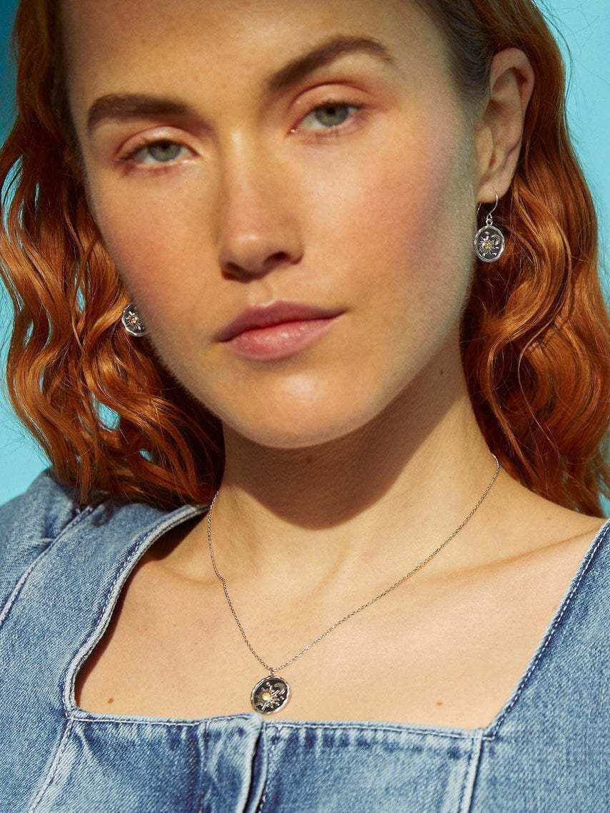 Alloy Inlaid Zircon Sun & Moon Necklace - Trendsi - Flyclothing LLC