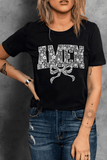 AMEN Bow Round Neck Short Sleeve T Shirt - Trendsi - Flyclothing LLC