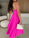 Solid Color Tube Midi Dress - Trendsi - Flyclothing LLC