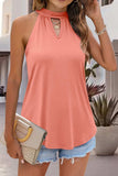 Tied Cutout Grecian Neck Tank - Trendsi - Flyclothing LLC
