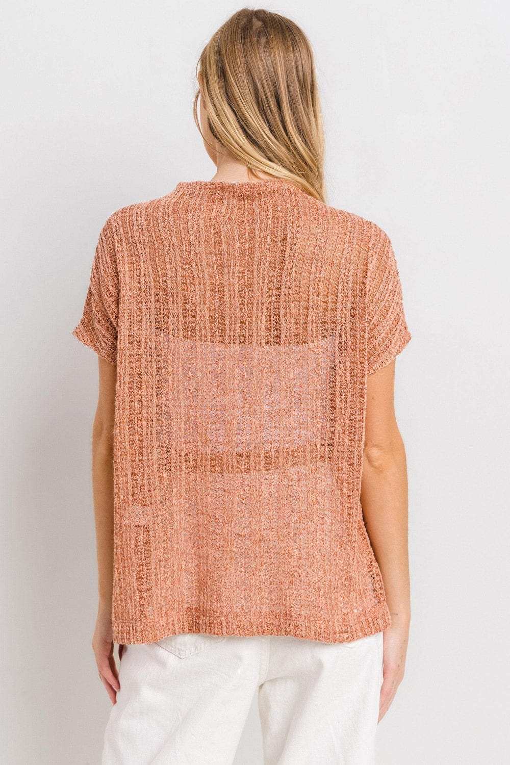Ces Femme See Through Crochet Mock Neck Cover Up - Trendsi - Flyclothing LLC