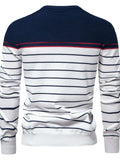 Men's Striped Round Neck Long Sleeve Sweater - Trendsi - Flyclothing LLC