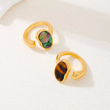 18K Gold-Plated Oval Open Ring - Trendsi - Flyclothing LLC