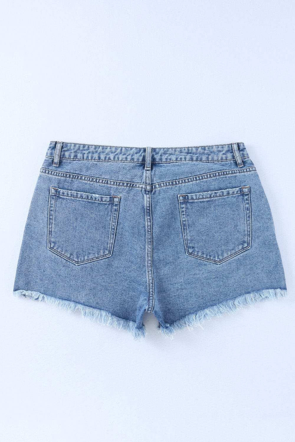High Rise Crossover Waist Denim Shorts - Trendsi - Flyclothing LLC
