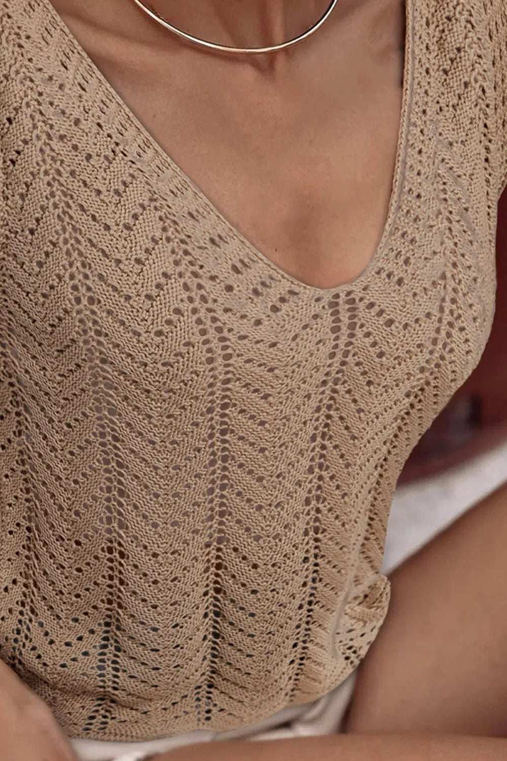Openwork V-Neck knit Vest - Trendsi - Flyclothing LLC