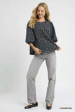 Umgee Leopard Print Jacquard Blouse with Puff Sleeves - Trendsi - Flyclothing LLC