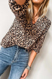 Leopard Notched Half Sleeve Blouse - Trendsi - Flyclothing LLC