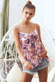BiBi Floral Printed Jersey Knit with Tie Ribbon Front - Trendsi - Flyclothing LLC