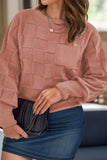 Plus Size Plaid Round Neck Sweater - Trendsi - Flyclothing LLC