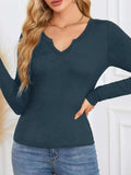 Notched Long Sleeve T-Shirt - Trendsi - Flyclothing LLC