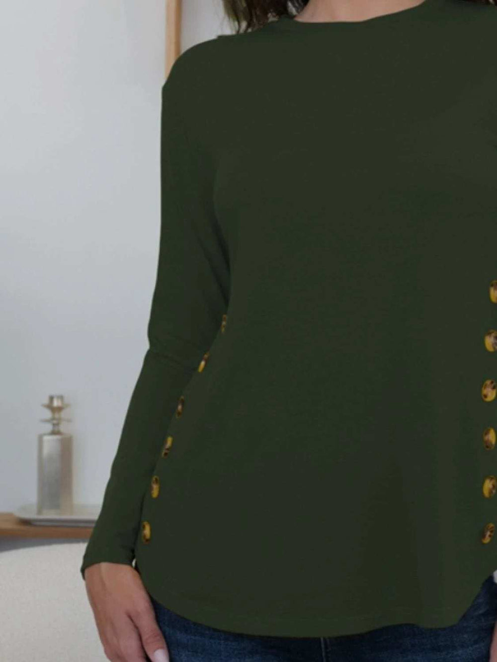 FAM-FAM Round Neck Long Sleeve T-Shirt - Trendsi - Flyclothing LLC