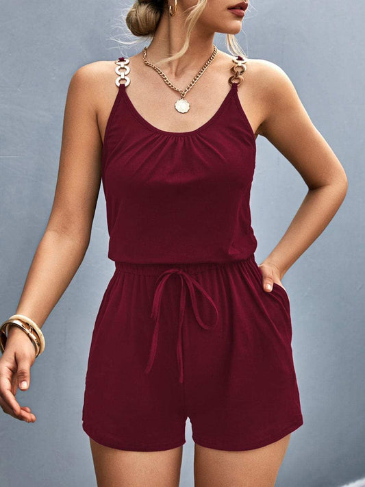 Scoop Neck Romper with Pockets - Trendsi - Flyclothing LLC