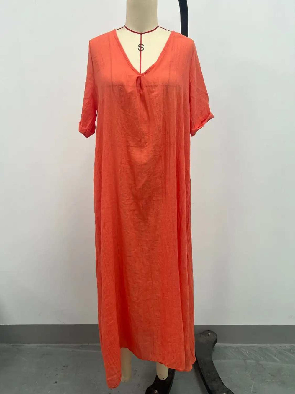 Full Size V-Neck Short Sleeve Midi Dress Plus Size - Trendsi - Flyclothing LLC