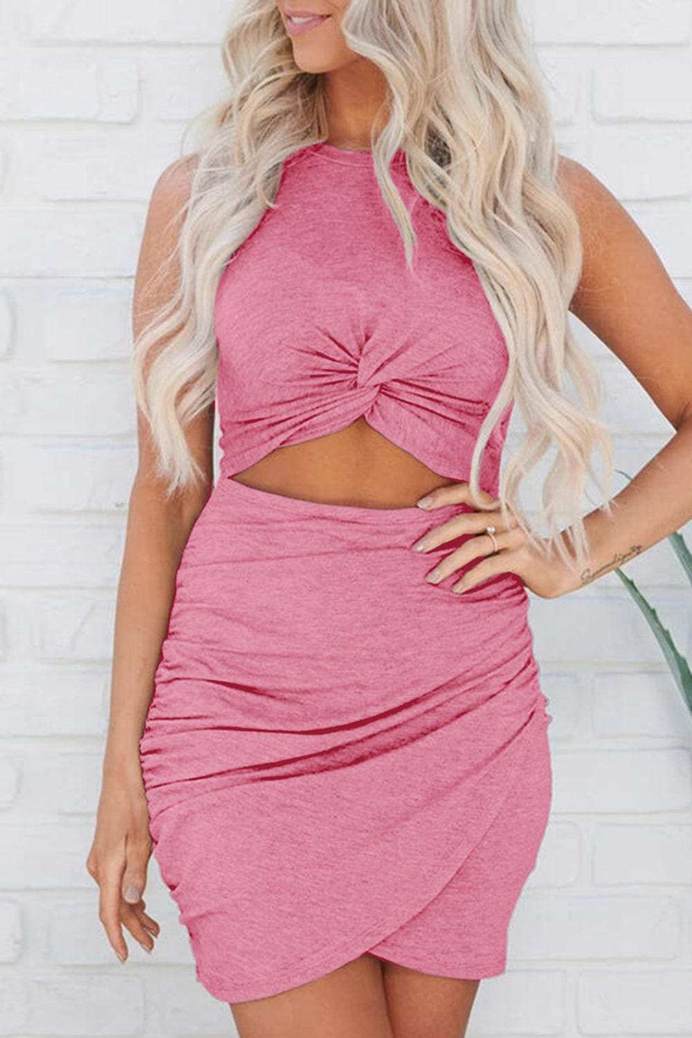 Cutout Round Neck Sleeveless Mini Dress - Trendsi - Flyclothing LLC