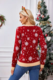 Christmas Pattern Round Neck Long Sleeve Sweater - Trendsi - Flyclothing LLC