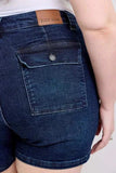 Judy Blue Full Size High Waist Back Flap Pocket Denim Shorts Plus Size - Trendsi - Flyclothing LLC