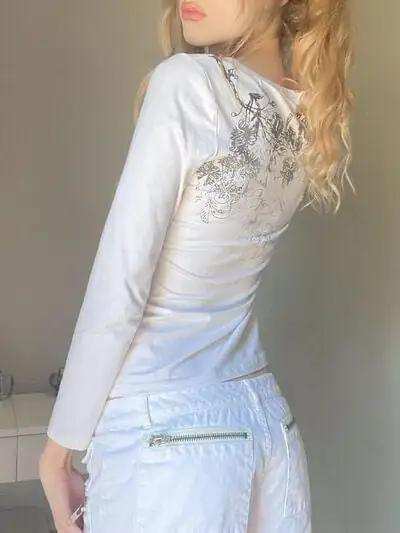 Printed Notched Long Sleeve T-Shirt - Trendsi - Flyclothing LLC