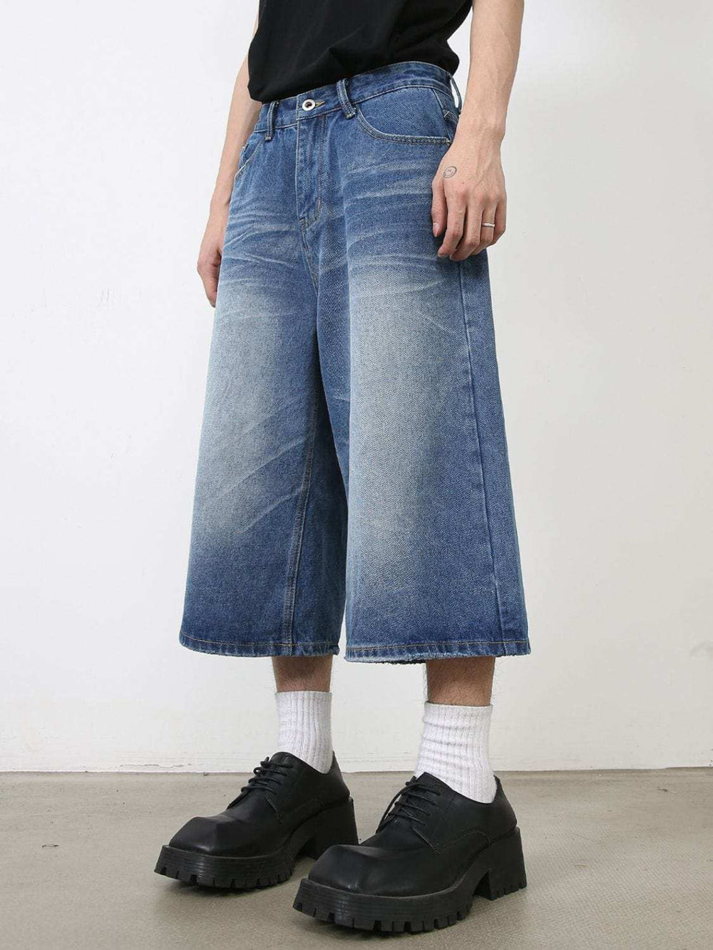 Men's Washed Denim Shorts with Pockets - Trendsi - Flyclothing LLC