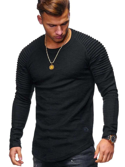 Men's Plus Size Round Neck Long Sleeve T-Shirt - Trendsi - Flyclothing LLC