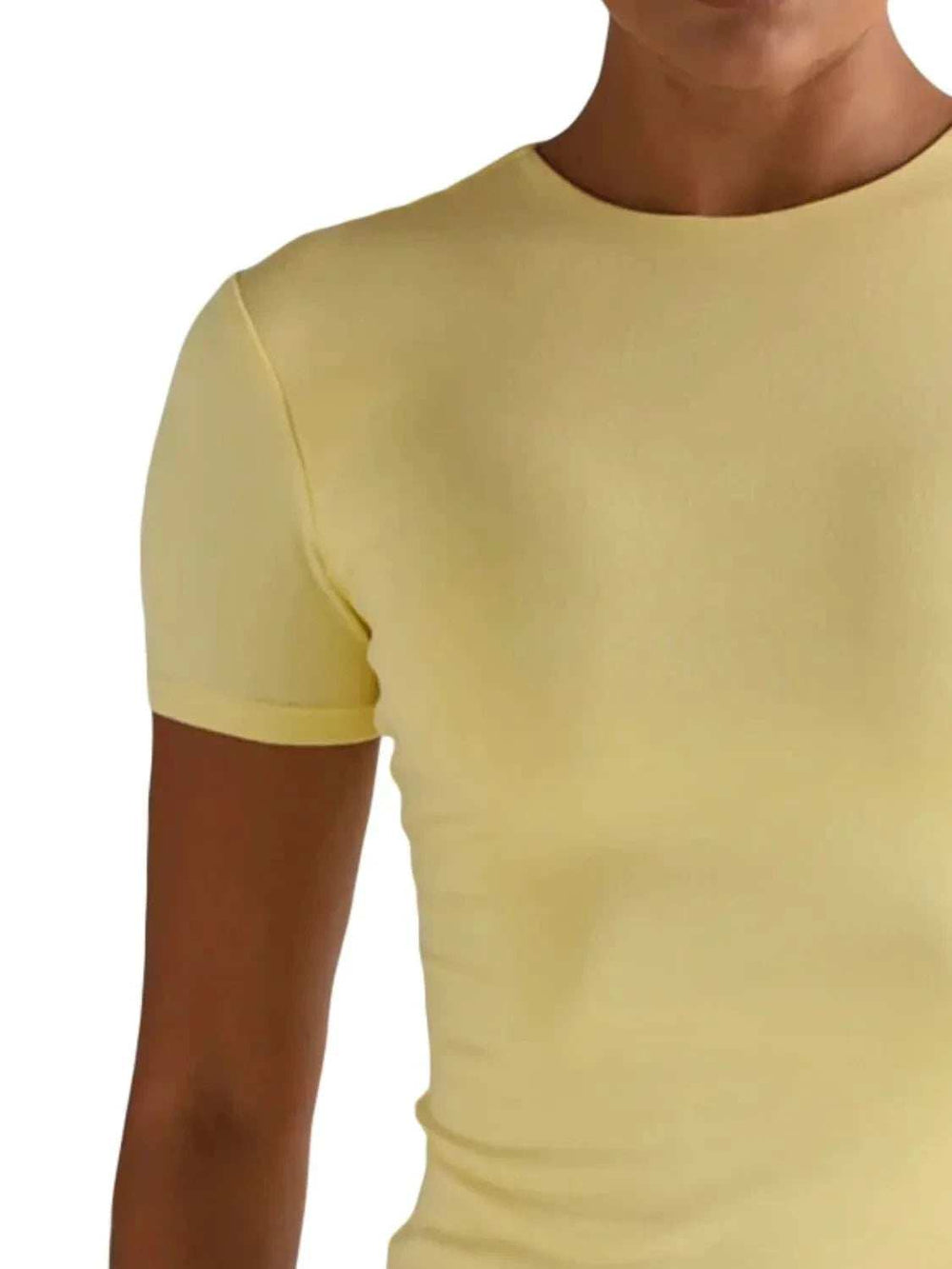 Round Neck Short Sleeve Swim Top - Trendsi - Flyclothing LLC