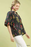Umgee Floral Print Puff Sleeve Scallop Hem Blouse - Trendsi - Flyclothing LLC
