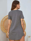 V-Neck Short Sleeve Lounge Dress - Trendsi - Flyclothing LLC