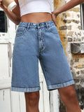 High Waist Denim Shorts - Trendsi - Flyclothing LLC