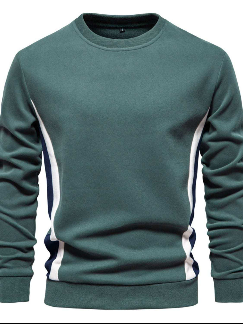 Men's Side Striped Contrast Round Neck Sweatshirt - Trendsi - Flyclothing LLC