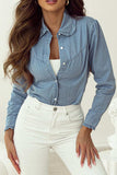 Button Up Long Sleeve Denim Top - Trendsi - Flyclothing LLC