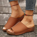 Open Toe Wedge Sandals - Trendsi - Flyclothing LLC
