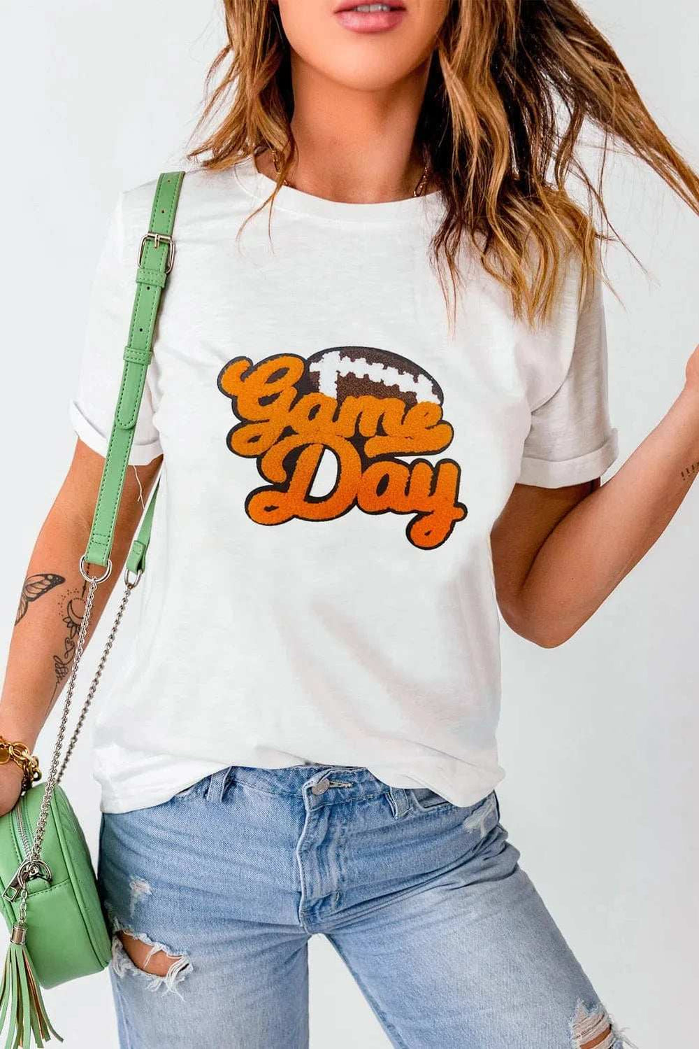 GAME DAY Round Neck Short Sleeve T-Shirt - Trendsi - Flyclothing LLC