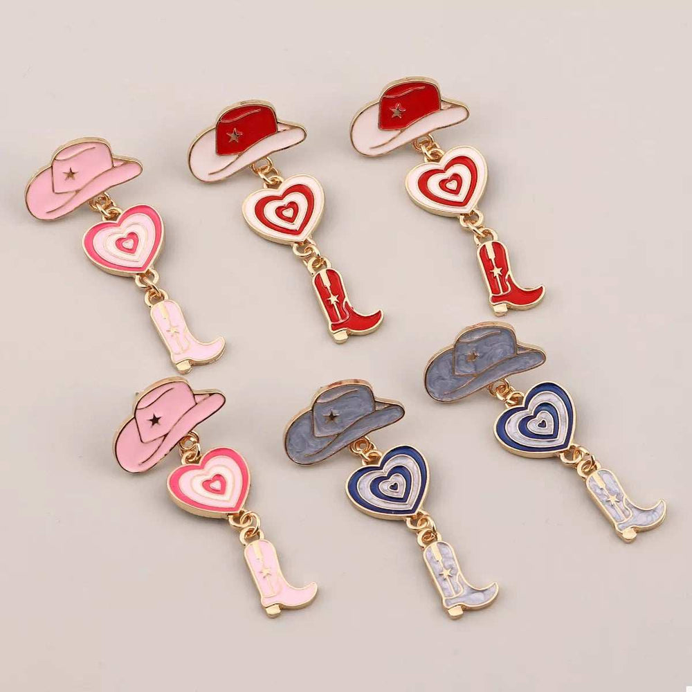 Cowgirl Boots Heart Dangle Earrings - Trendsi - Flyclothing LLC