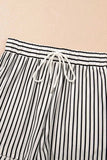 Stripe V Neck Tee and Casual Shorts Set - Trendsi - Flyclothing LLC