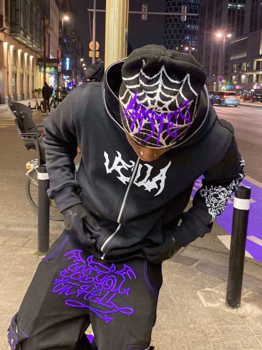 Men's Zip Up Letter Graphic Hoodie - Trendsi - Flyclothing LLC