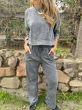 Full Size Washed Round Neck Top and Drawstring Pants Set Plus Size - Trendsi - Flyclothing LLC