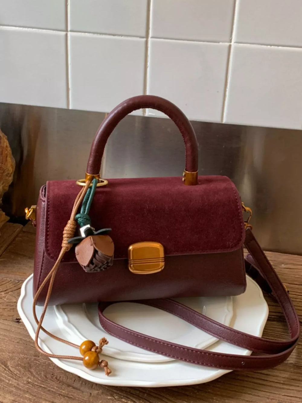 Flap Crossbody Bag with Charm - Trendsi - Flyclothing LLC