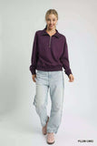 Umgee Half Zip Drop Shoulder Sweatshirt - Trendsi - Flyclothing LLC