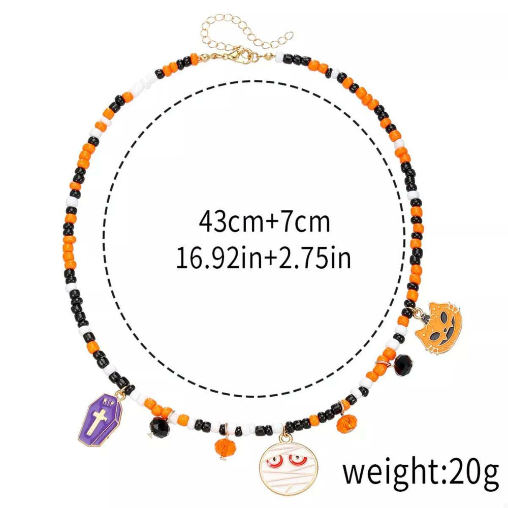 Halloween Charm Beaded Necklace - Trendsi - Flyclothing LLC