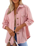 Textured Button Up Long Sleeve Shacket - Trendsi - Flyclothing LLC