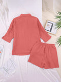 Texture Button Up Shirt and Shorts Set - Trendsi - Flyclothing LLC